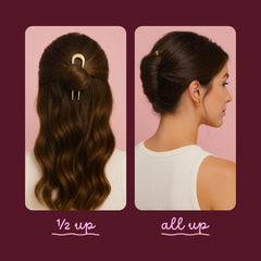 Épingle Cobana dorée adaptée aux cheveux épais.