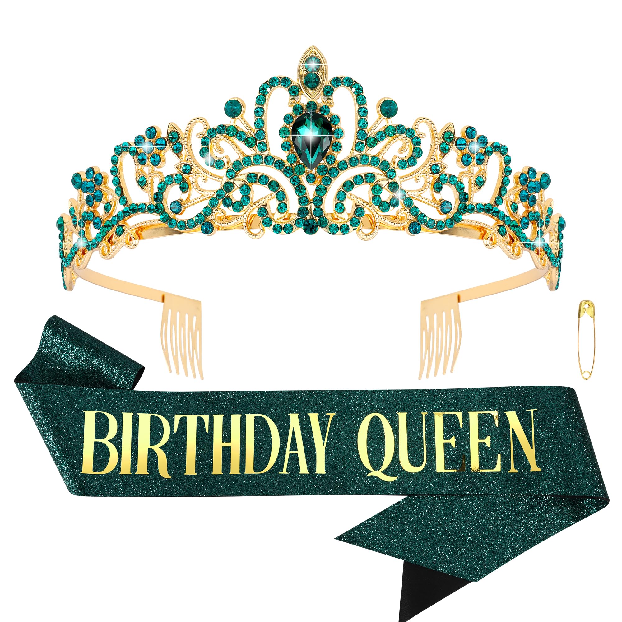 COCIDE bandeau anniversaire or vert: accessoire élégant pour célébration et photos.