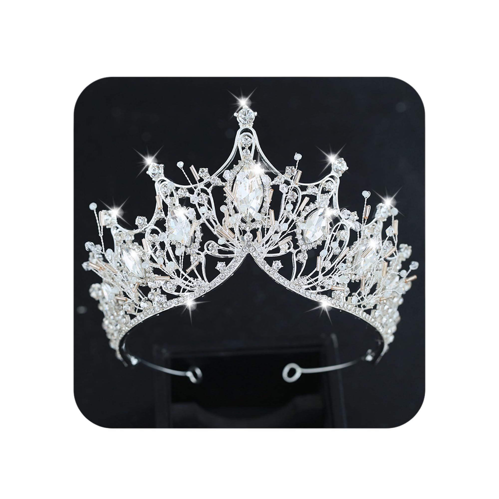 Couronne COCIDE argent baroque avec cristaux scintillants, allure glamour.