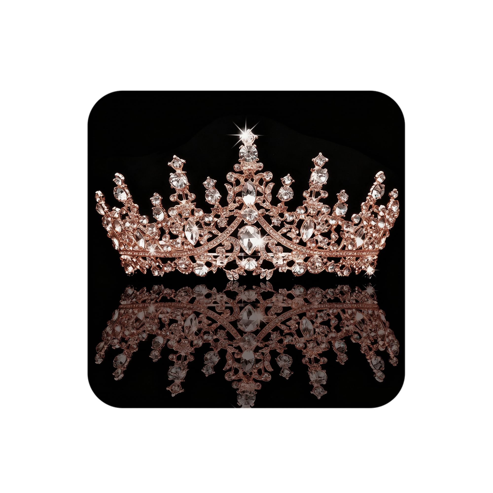 Couronne COCIDE en or rose avec cristaux vue avant, idéale pour mariée.