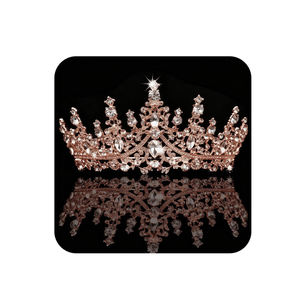 Couronne COCIDE en or rose avec cristaux vue avant, idéale pour mariée.