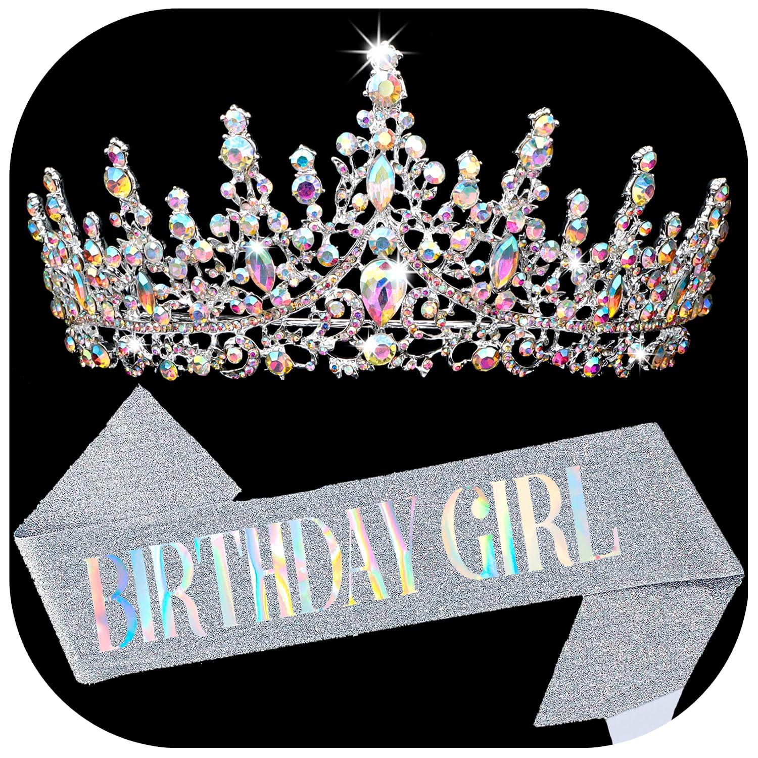 COCIDE sash anniversaire avec couronne argentée, parfait pour une photo de princesse à la fête