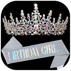 COCIDE sash anniversaire avec couronne argentée, parfait pour une photo de princesse à la fête