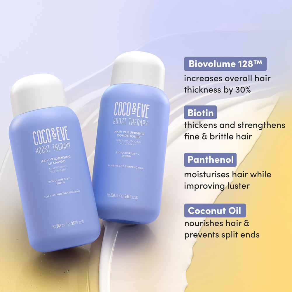 Avant et après Boost Therapy montrant une chevelure visiblement plus volumineuse.