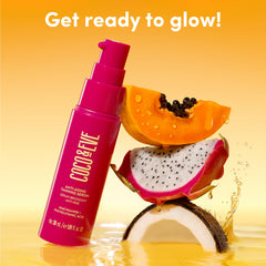 Application du serum bronzant Coco & Eve sur la peau, texture légère et facile à estomper.