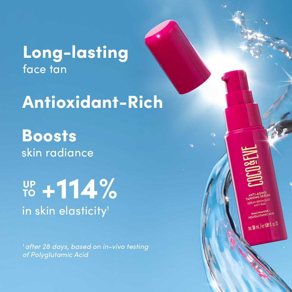 Niacinamide dans le serum bronzant Coco & Eve pour un teint uniforme.
