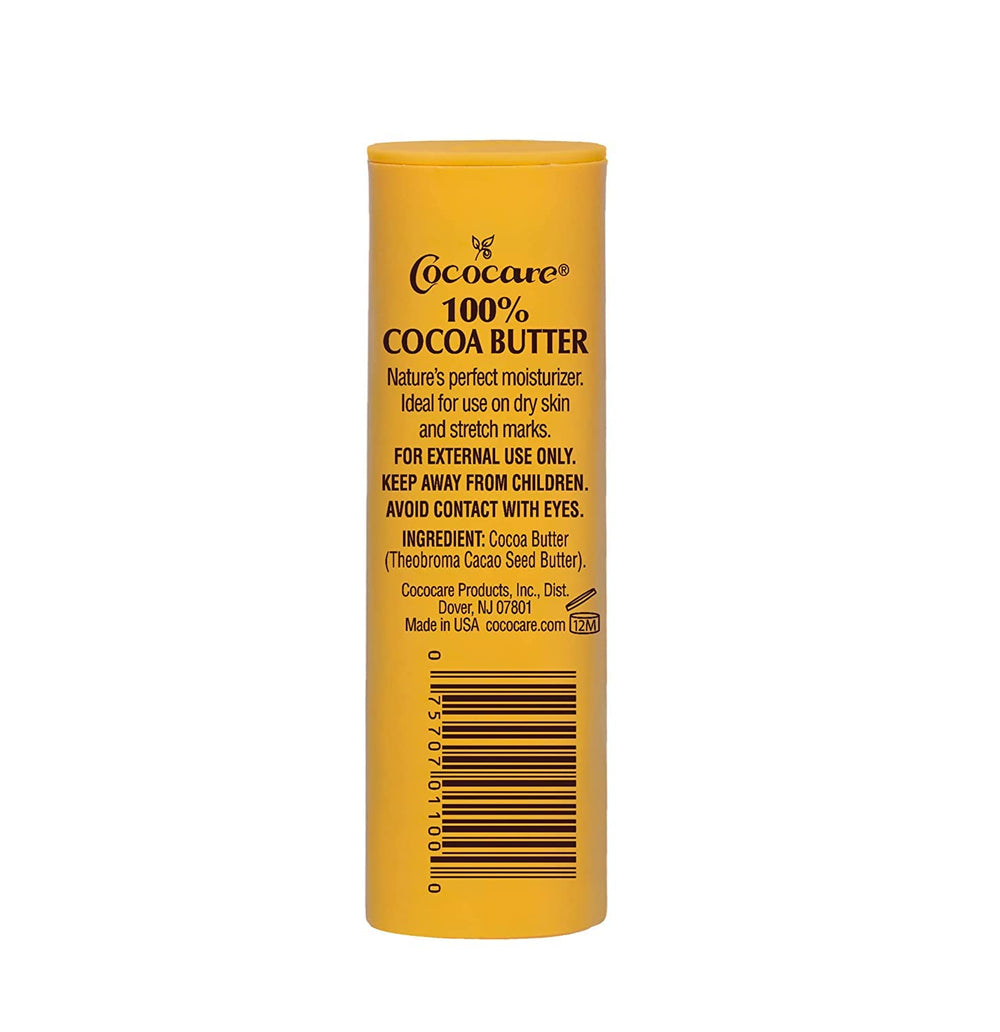 COCOCARE 100% cocoa butter stick close-up highlighting pure hydration.