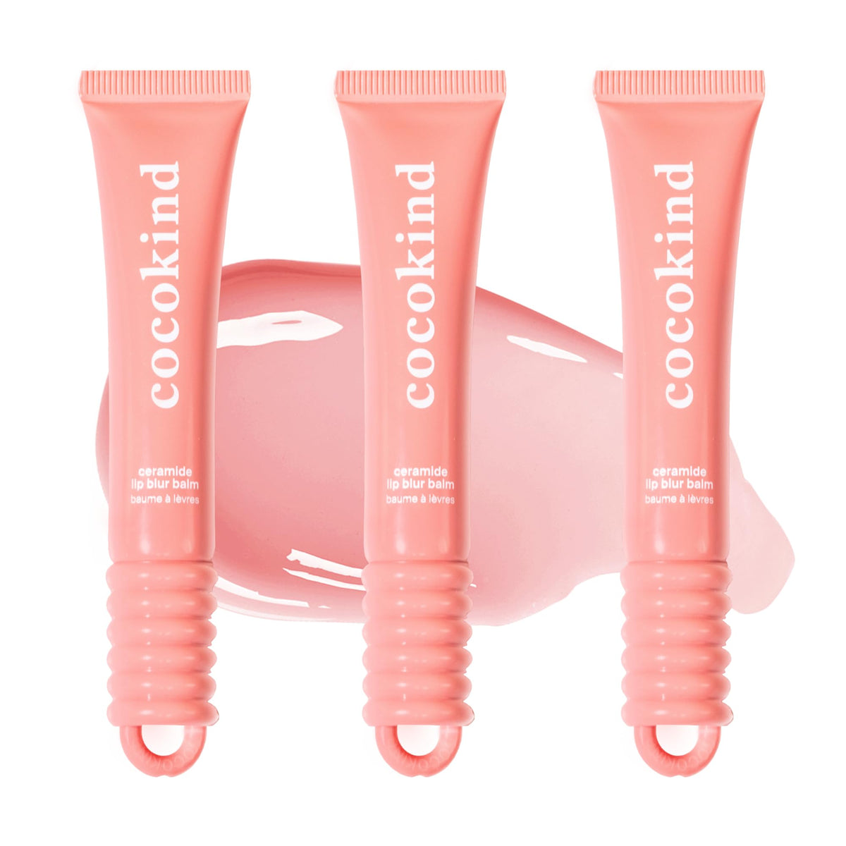 Baume Lèvres Cocokind avec céramides procure hydratation et effet flou.