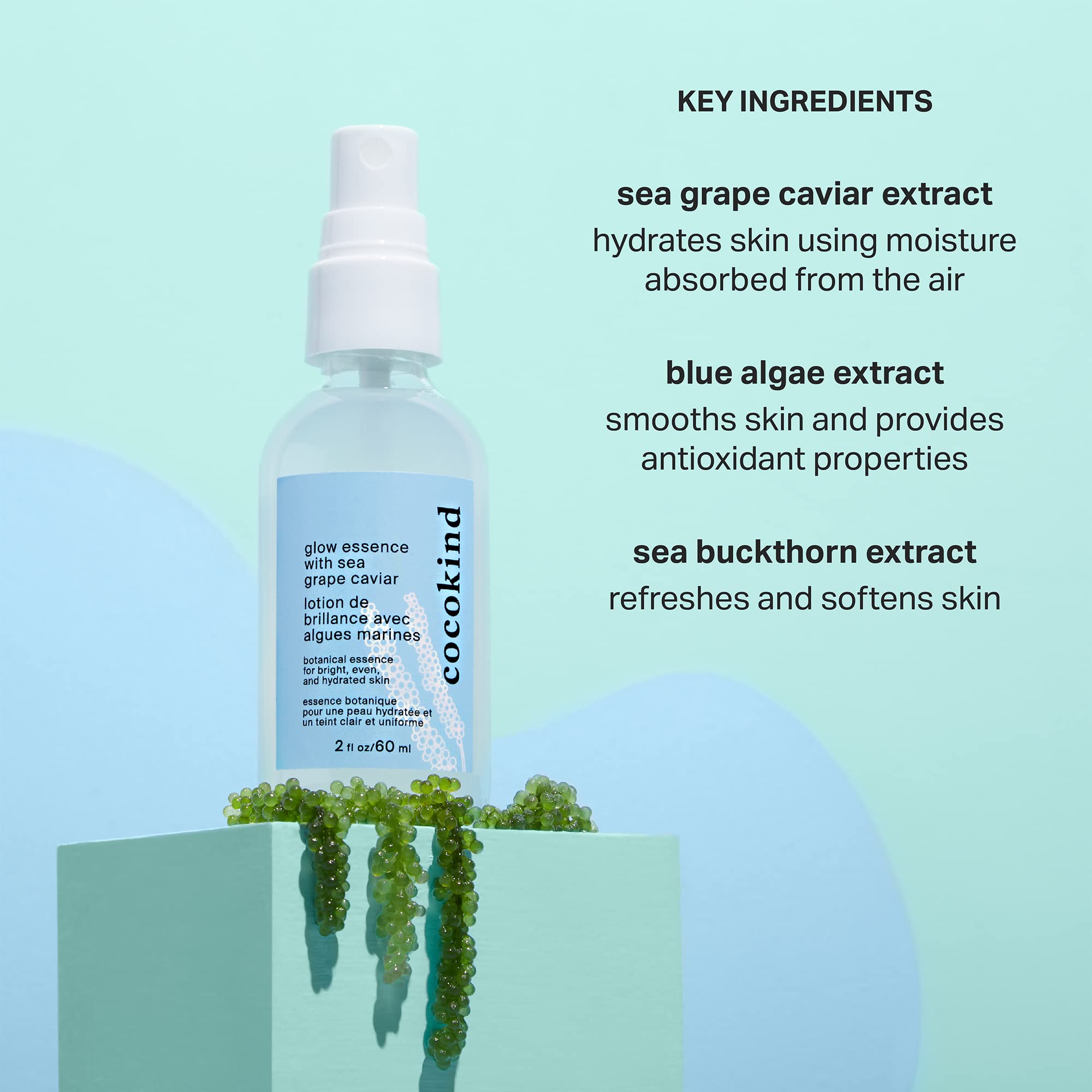 Cocokind Extrait d'algues bleues aidant au lissage de la peau.