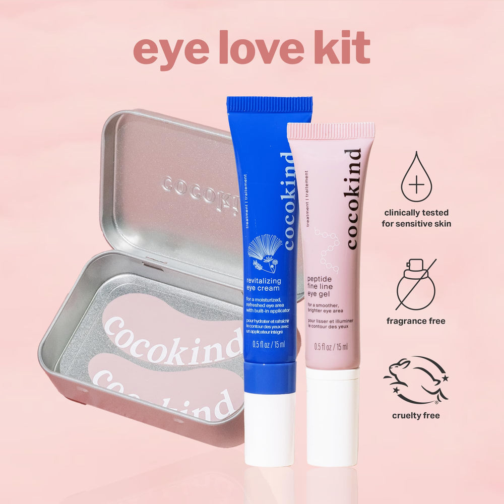 Crème yeux Cocokind hydratante et fermante, texture douce et absorption rapide.