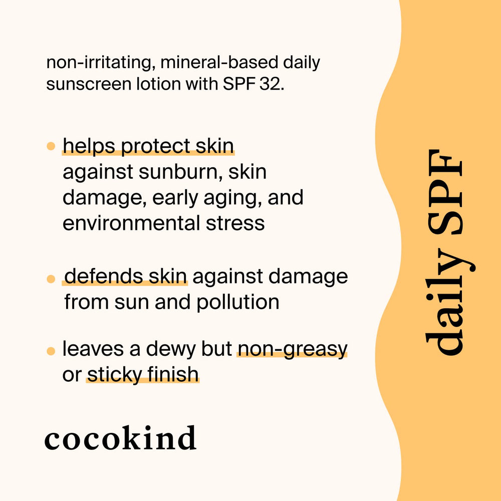 Cocokind Daily SPF – texture non grasse et absorption rapide.