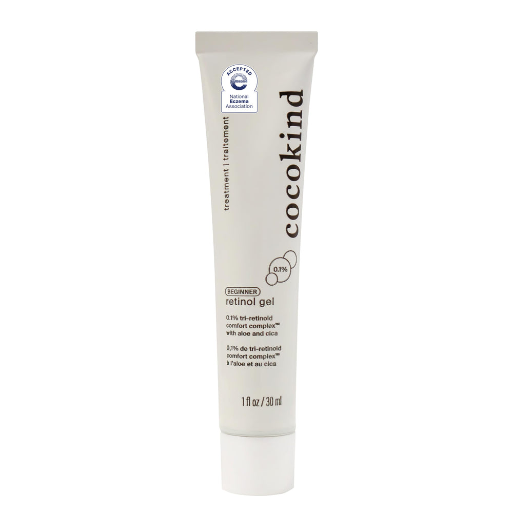 Cocokind Gel Retinol Débutant 0,1% – flacon, douceur adaptée pour peau sensible.