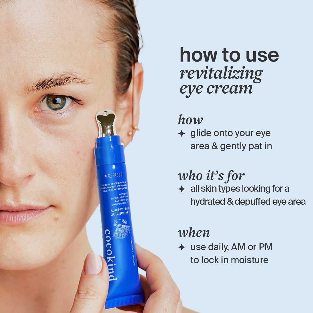 Cocokind Hydratation Contour Yeux – texture légère et nourrissante.
