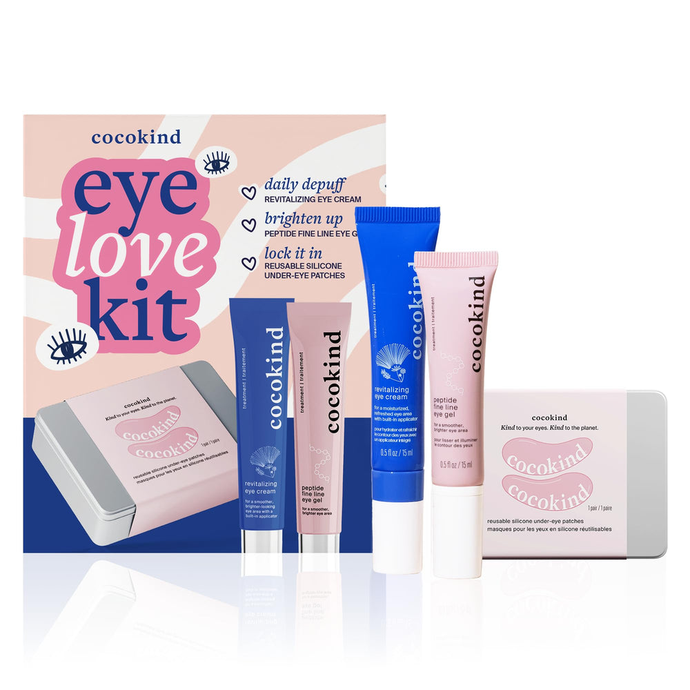 Cocokind Eye Love Kit dans son emballage élégant prêt à démarrer la routine.