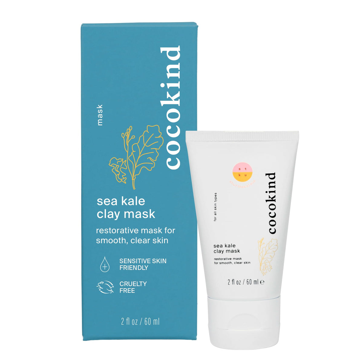 Cocokind Masque Argile Chou-de-Mer : texture onctueuse pour exfolier en douceur