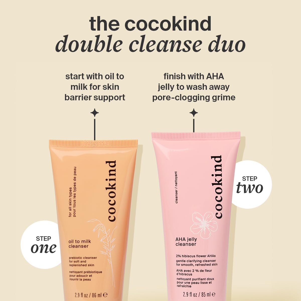 Cocokind ingrédients avoine et huile bio — soin doux pour tous types de peau.