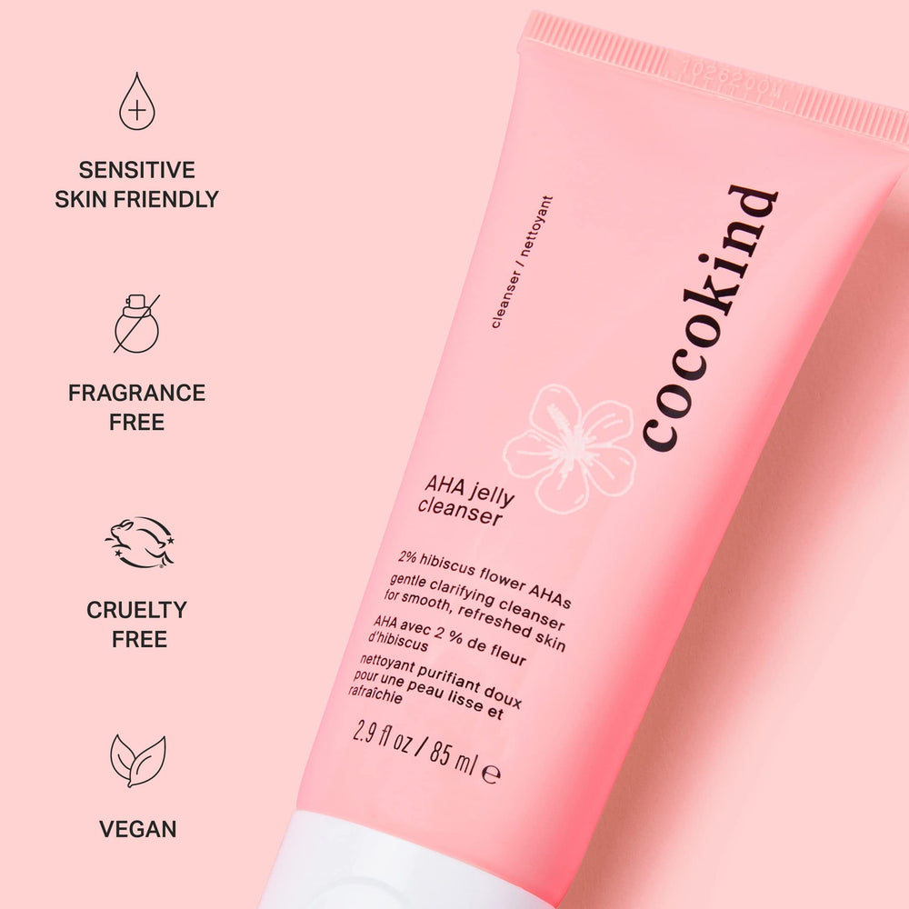 Routine soin matin et soir avec Cocokind nettoyant gel AHA.