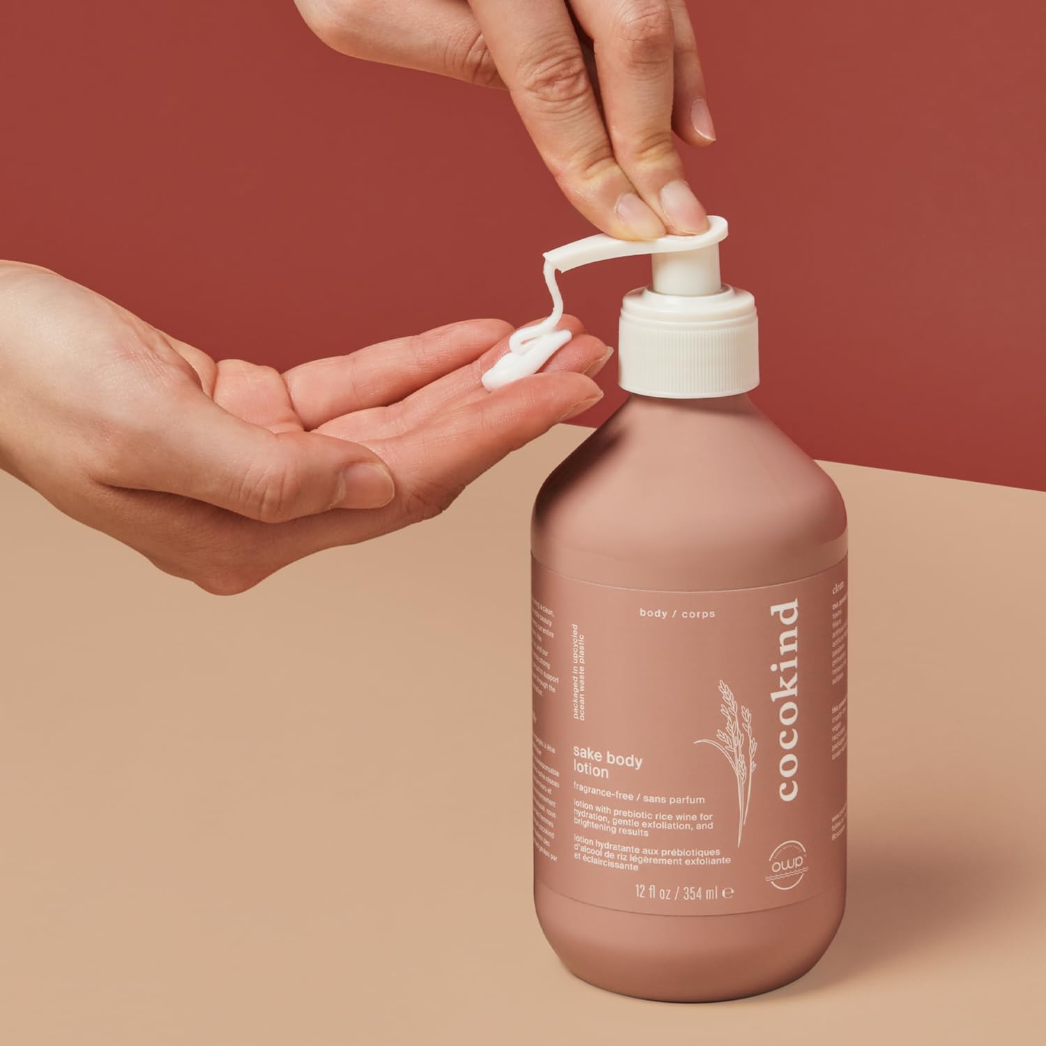 Cocokind Sake Body Lotion texture close-up showing light hydration.