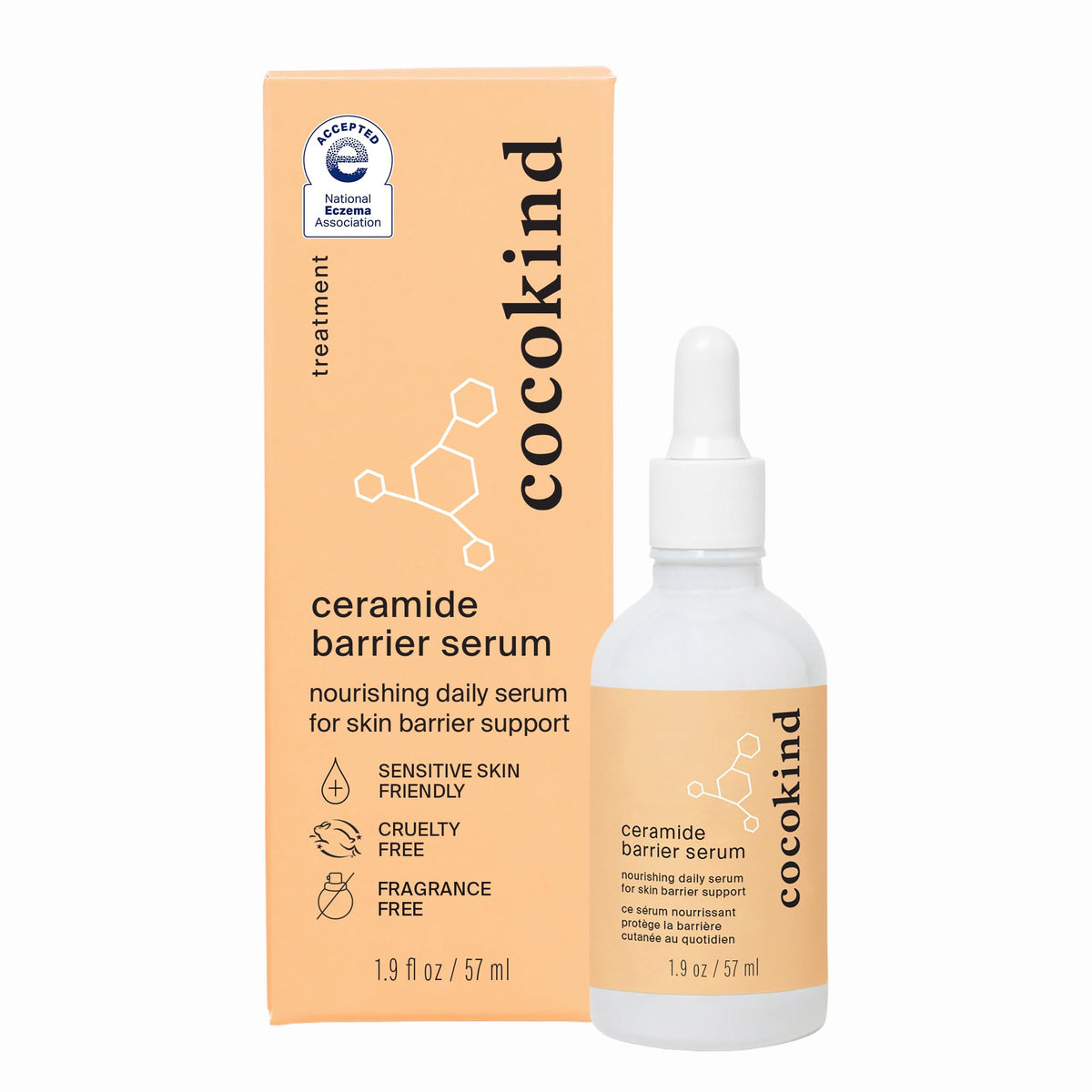 Cocokind Sérum Barrière Ceramide en bouteille 2oz prête à hydrater et protéger la barrière