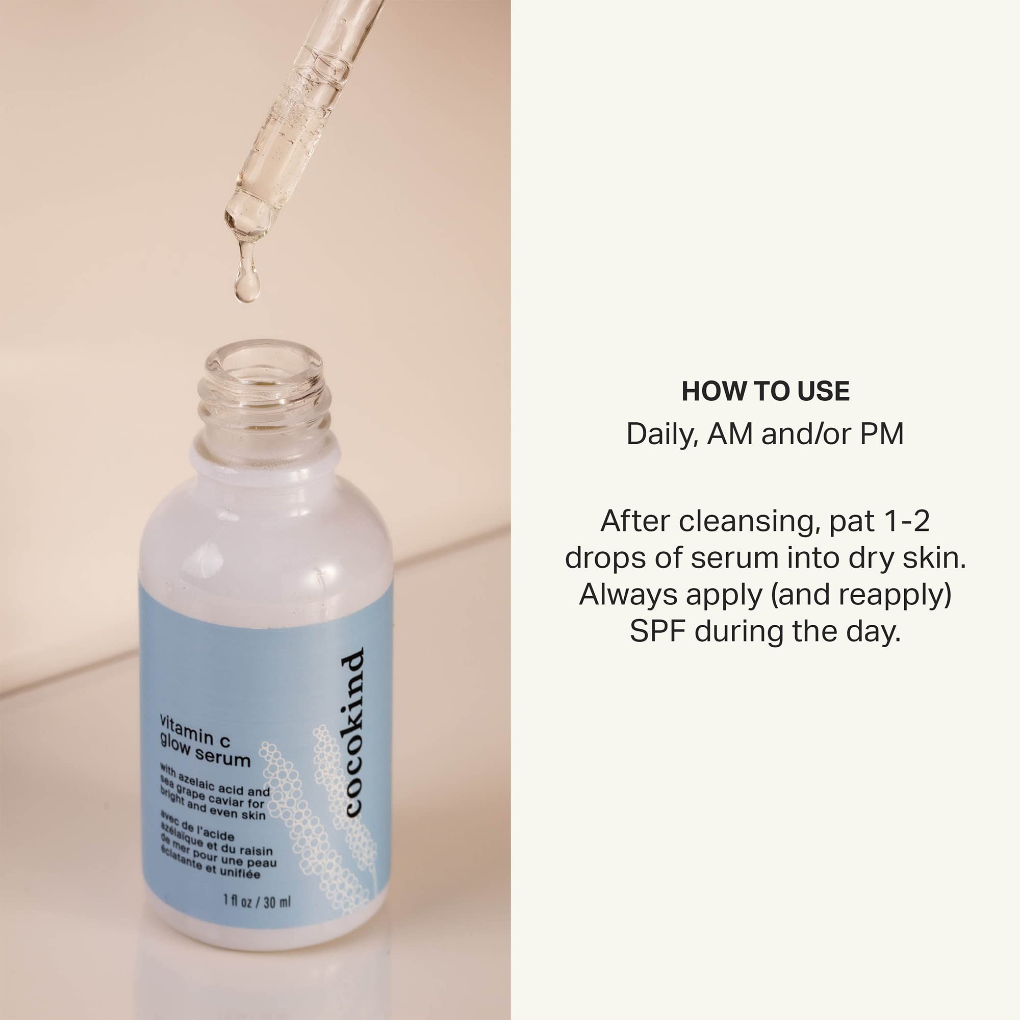 Effet brillance et teint naturel grâce au sérum Cocokind.
