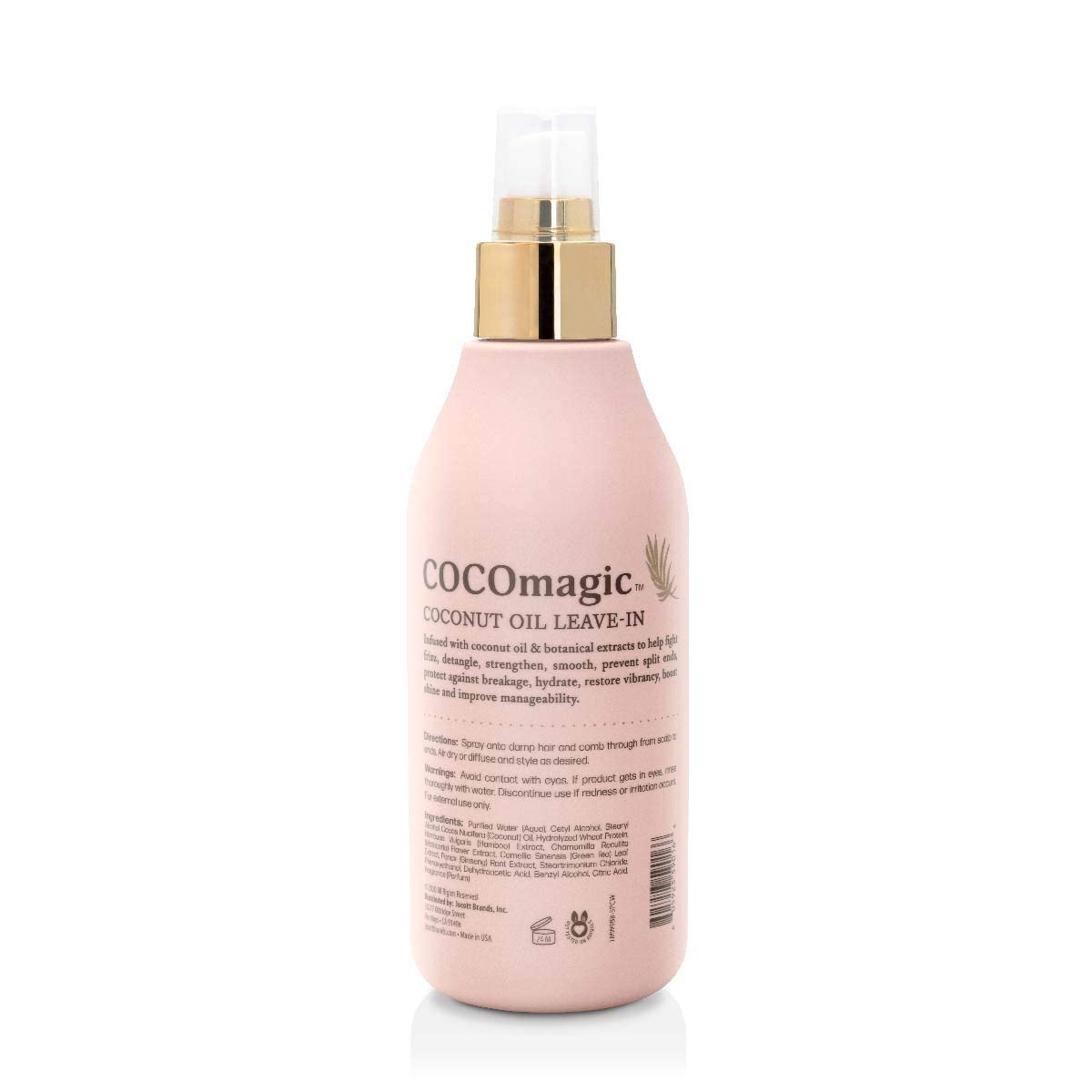 Cocomagic: spray appliqué sur cheveux humides pour démêlage et brillance.