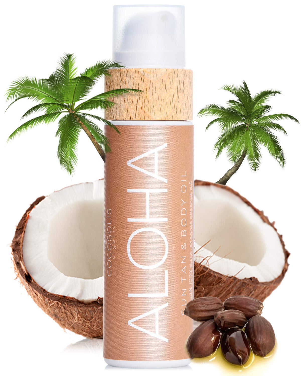 COCOSOLIS ALOHA, bouteille d'huile bronzante prête à l'emploi et hydratante.