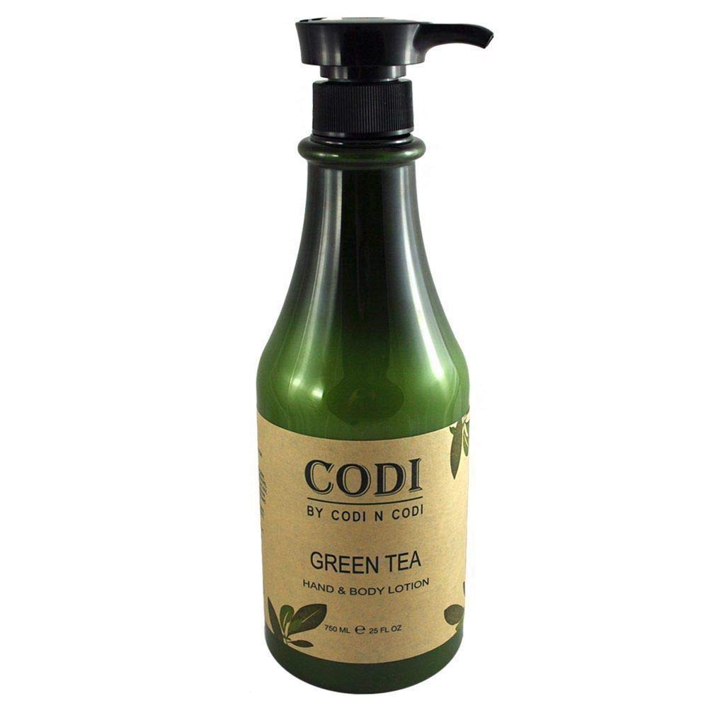 CODi Thé Vert Lotion Mains et Corps, flacon de 750 ml, hydratation légère et parfum frais.