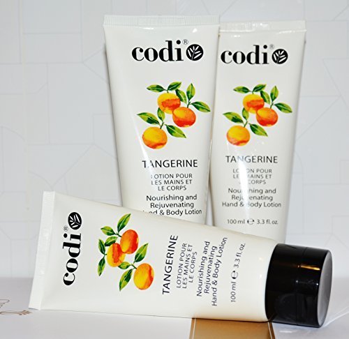 Lotion CODi mandarine pour mains et corps, hydratation et parfum frais.