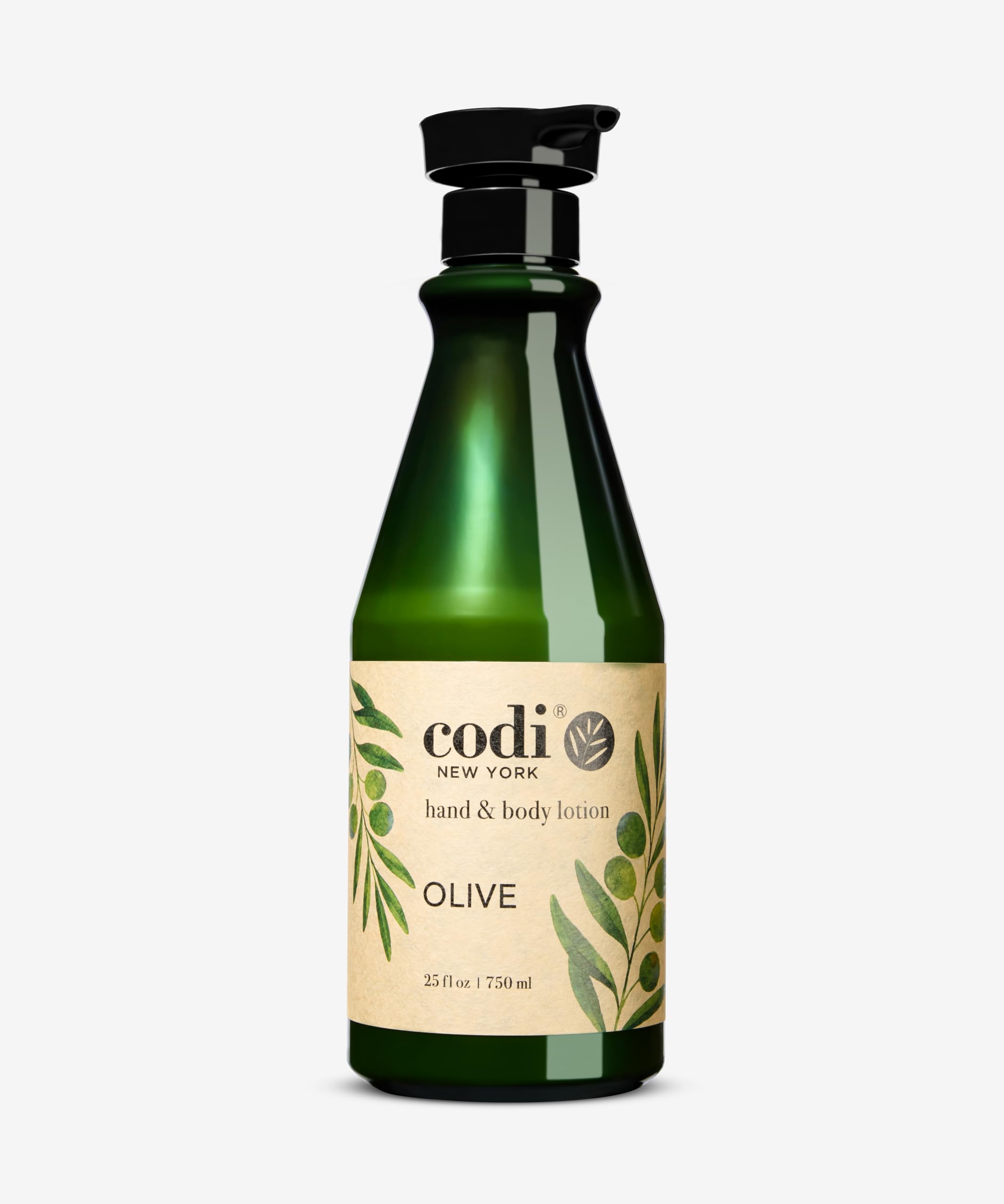 Lotion mains et corps Codi N Codi, flacon olive, hydratation durable pour la peau.