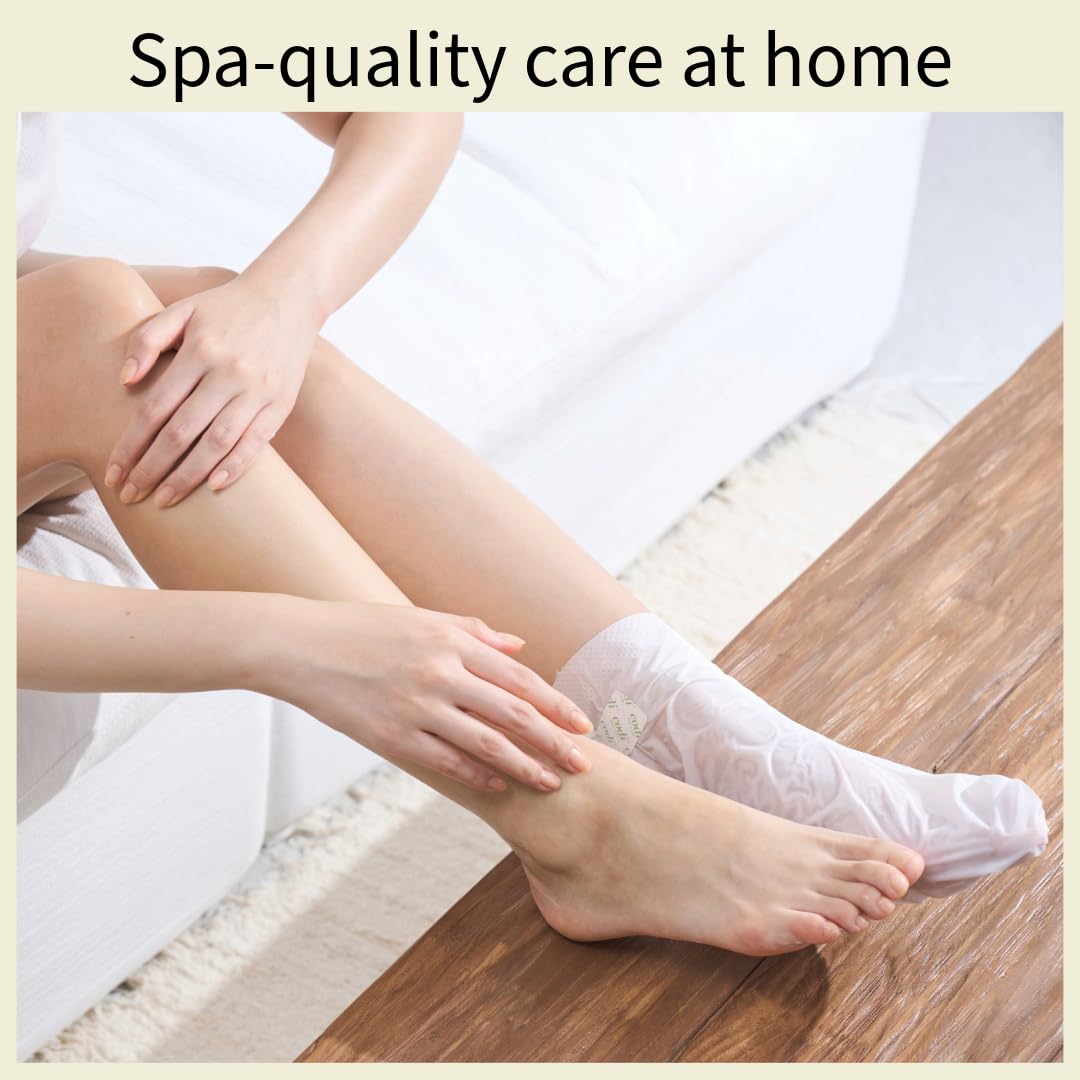 Codi New York application du masque-pieds lavande, démontrant une pose simple et confortable.