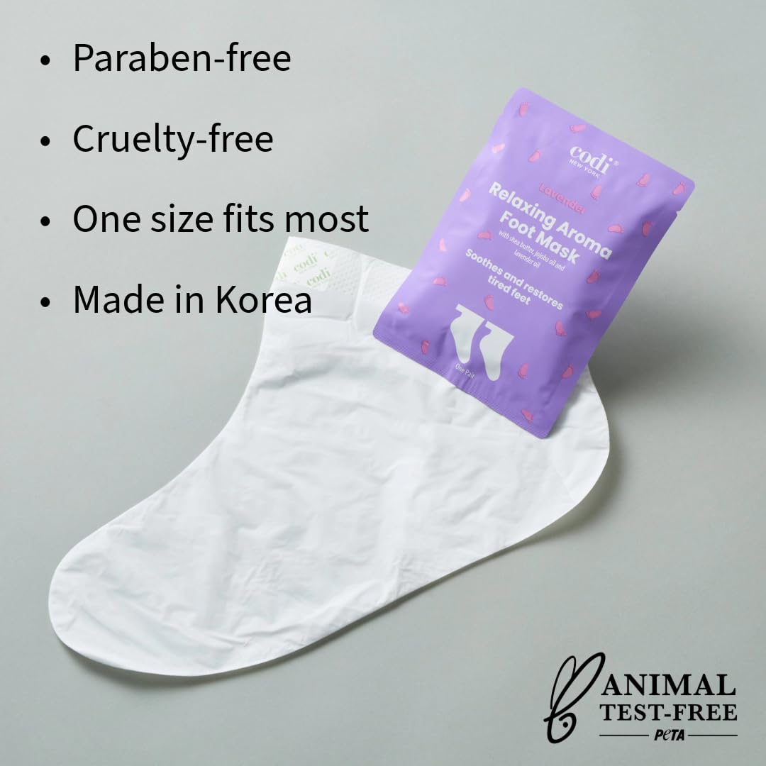 Codi New York masque-pieds hydratant pour peaux sèches et rugueuses.