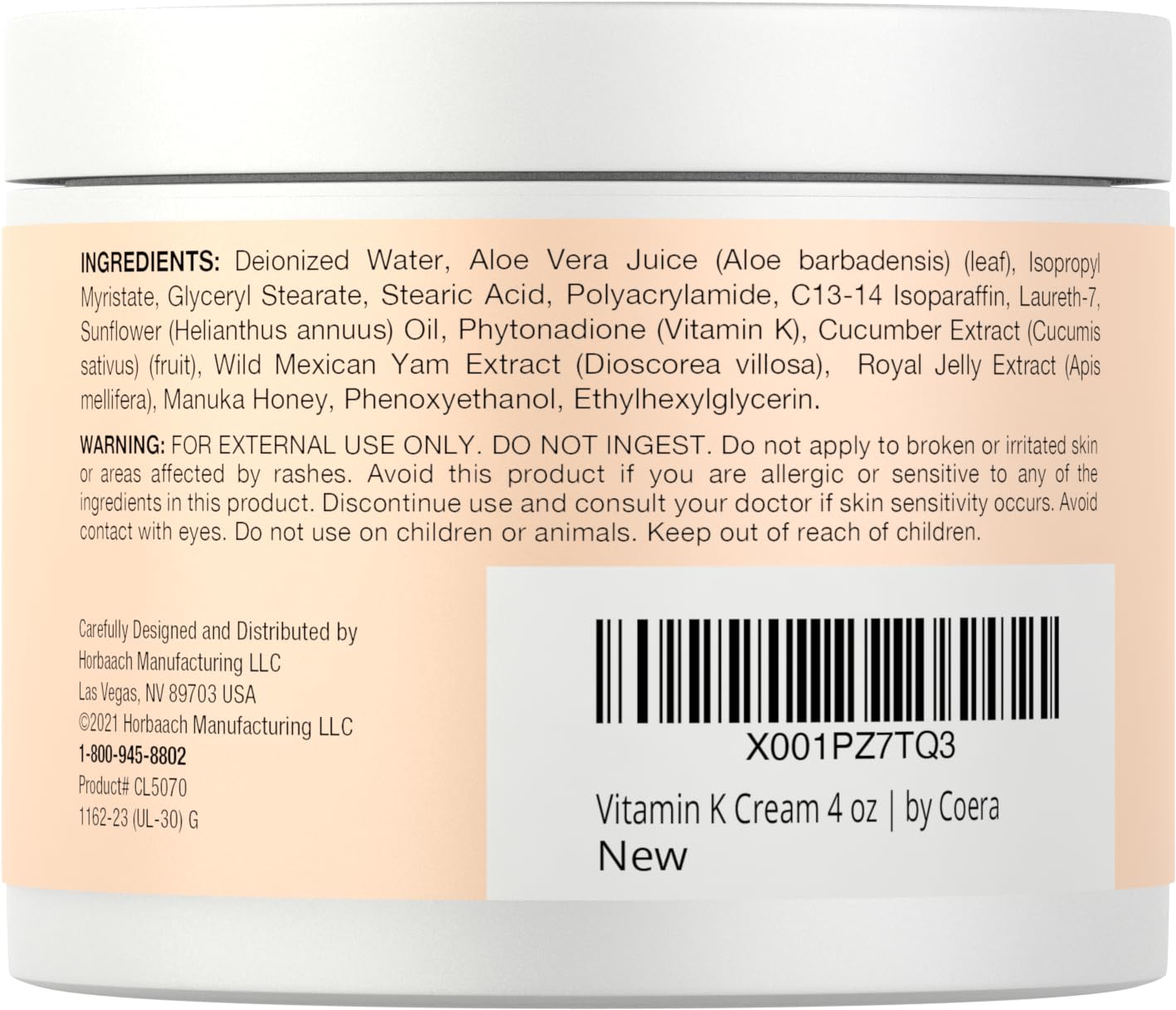 Texture crème veloutée de Coera Vitamine K pour peau lisse