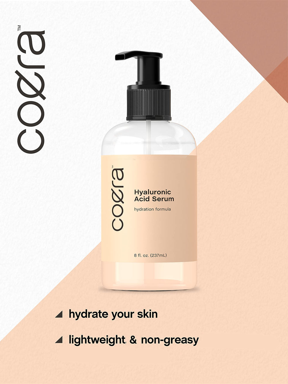 Texture gel translucide du sérum Coera, absorption rapide et peau souple.