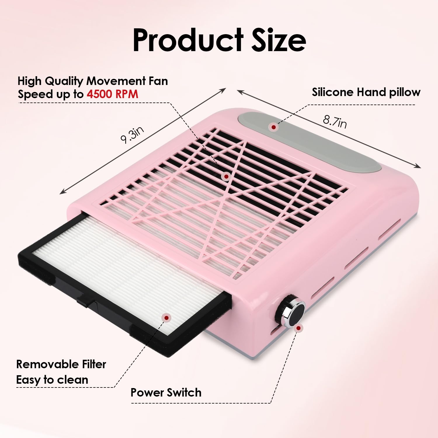 CoFashion filtre poussière durable, efficacité accrue pour la cabine de manucure.