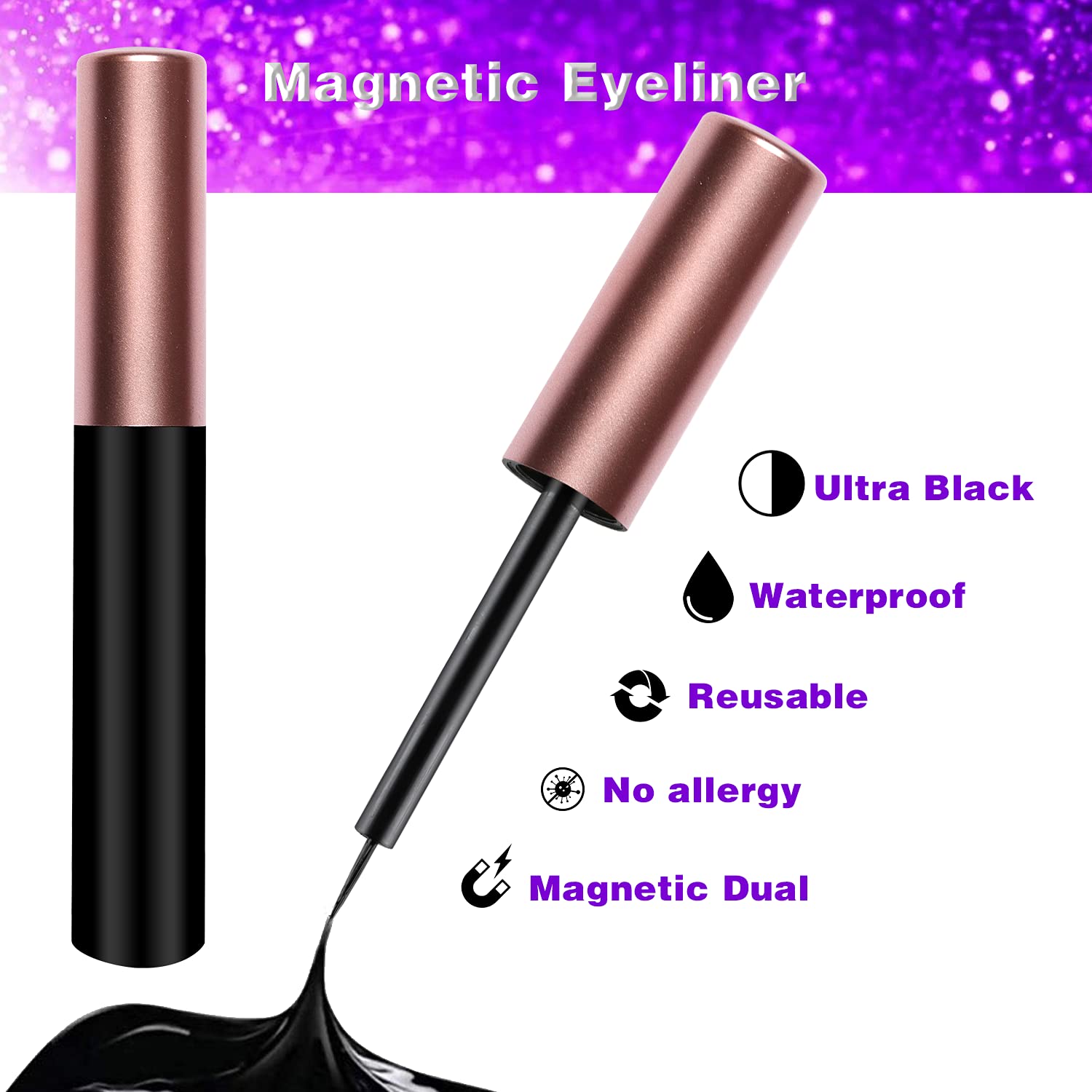Liner magnétique noir Coiffure Extensions CE, tenue résistante pour toutes les occasions.