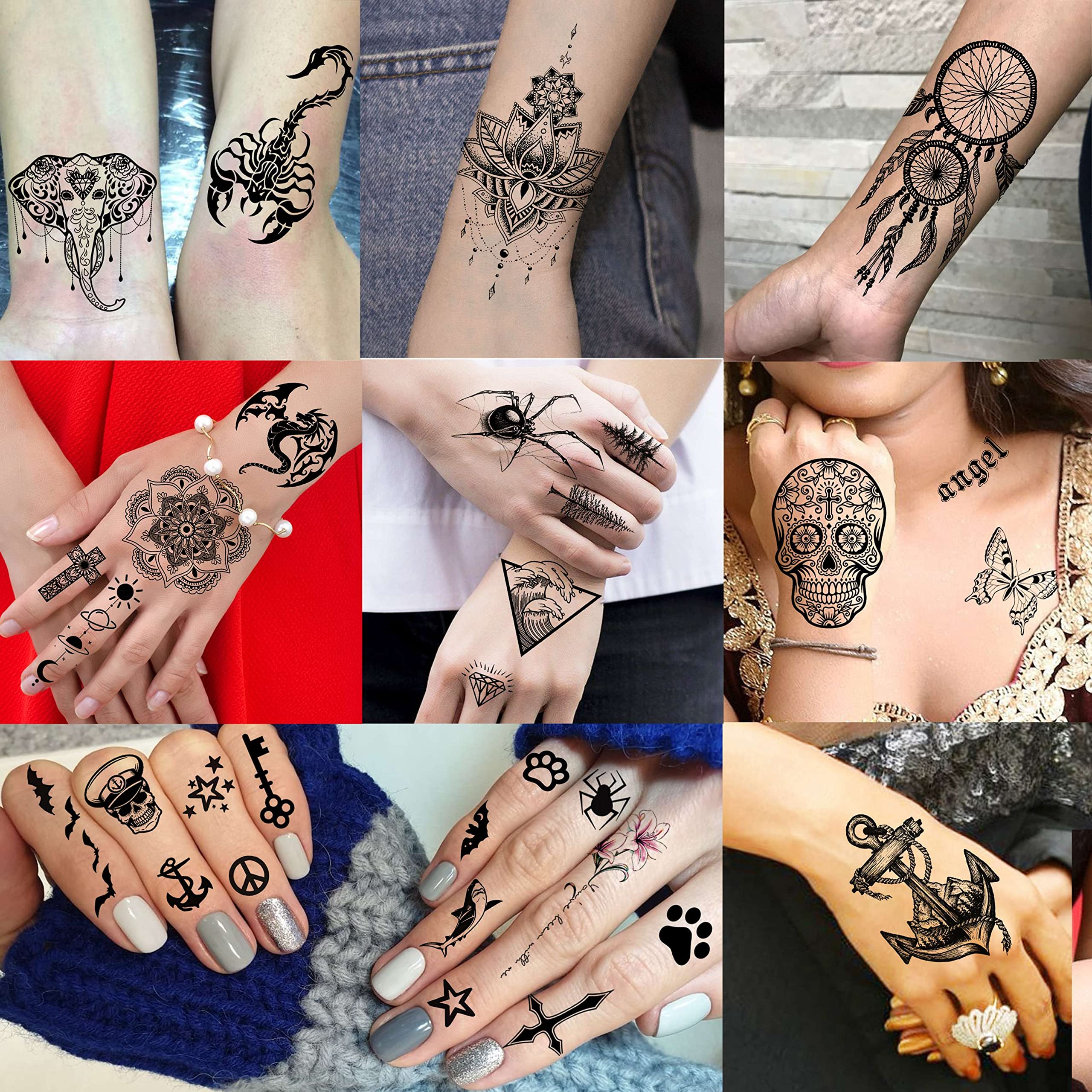 Tatouage temporaire COKTAK Orchidée et feuilles, idéal pour bras ou cheville.
