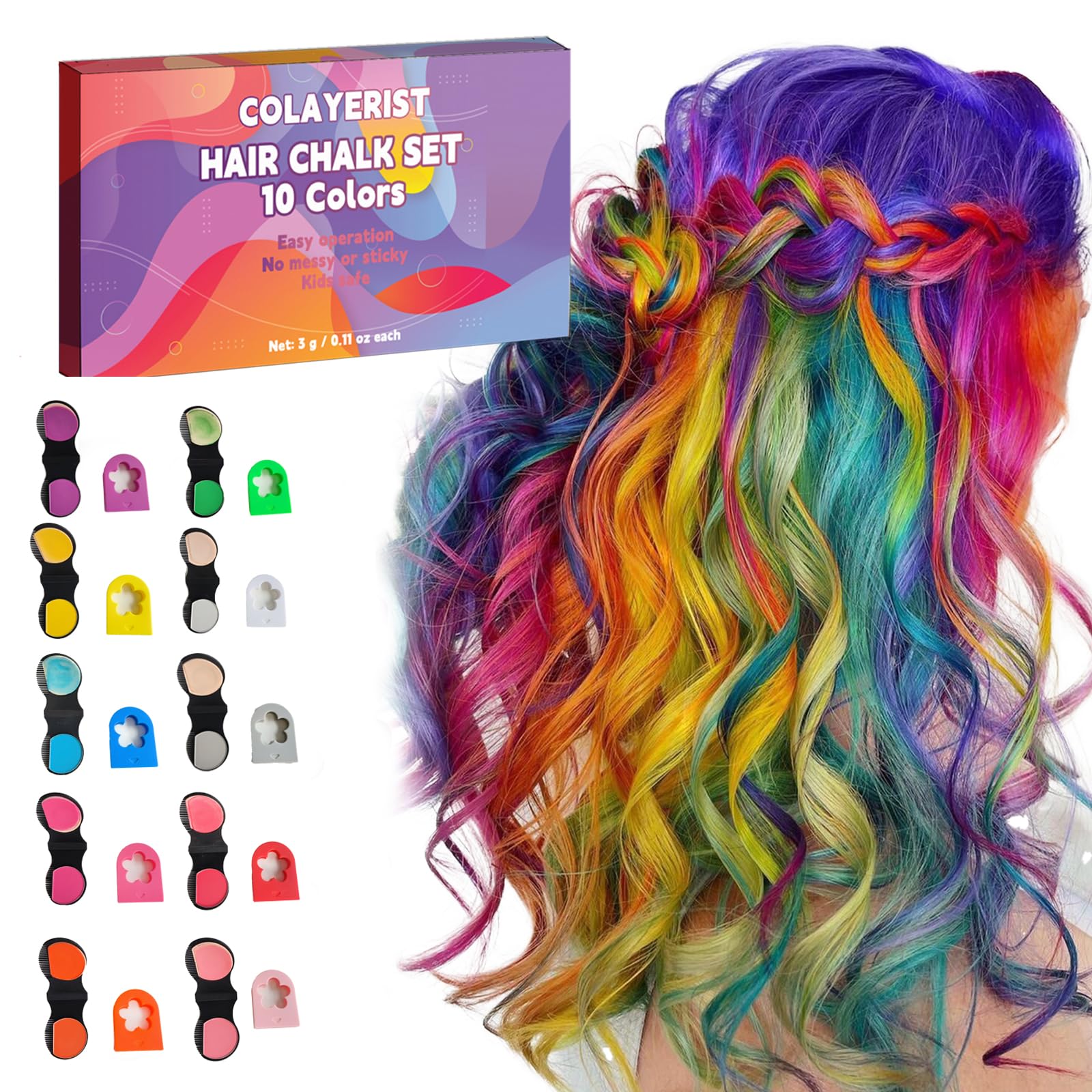 COLAYERIST craie cheveux rouge appliquée sur cheveux mouillés pour une couleur temporaire vive
