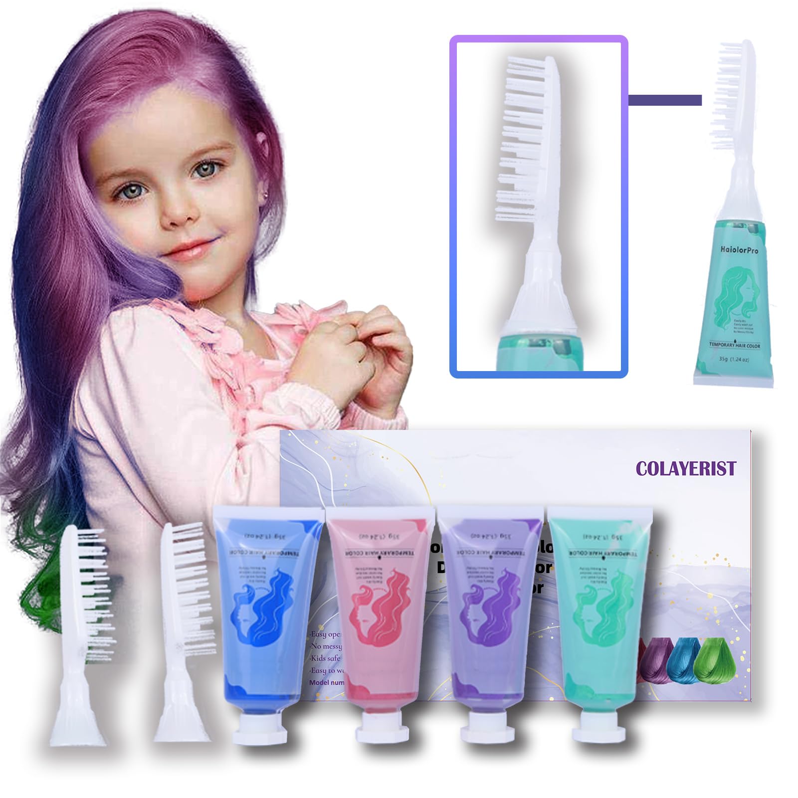 COLAYERIST ensemble cire couleur cheveux pour looks faciles et lavables.