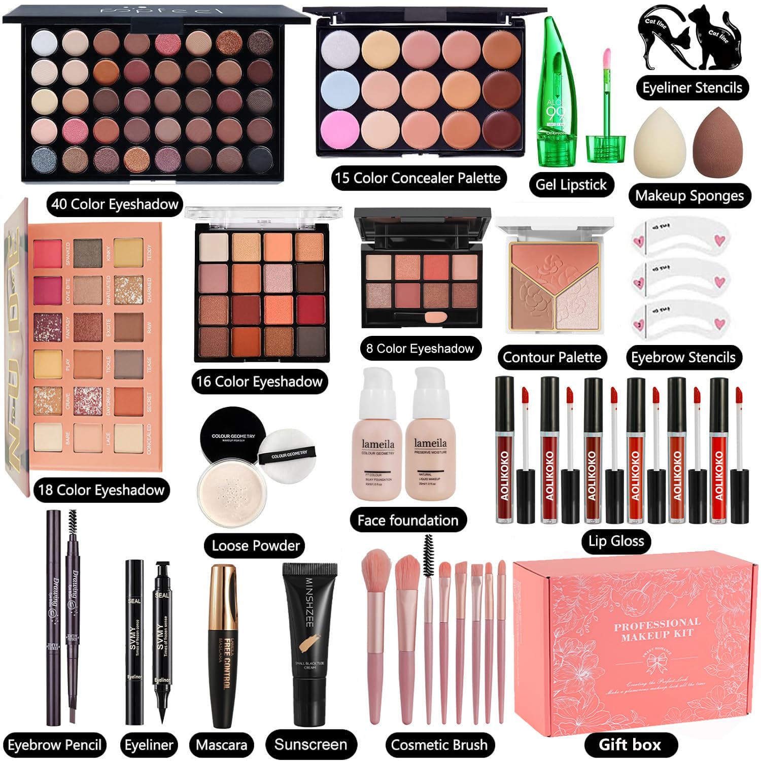 Coliusa kit maquillage tout-en-un offrant fond de teint et couvrance naturelle