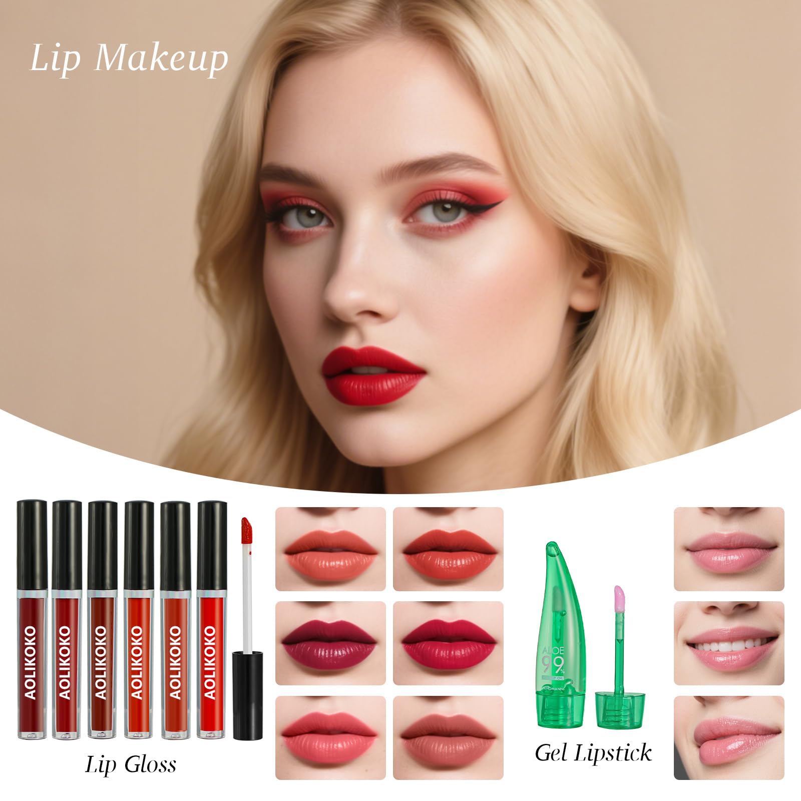 Coliusa kit maquillage tout-en-un gloss à lèvres et gel rouge à lèvres lumineux