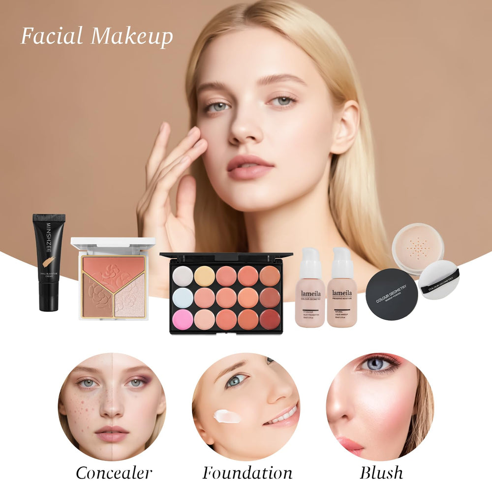 Coliusa kit maquillage tout-en-un avec primer visage pour une base durable