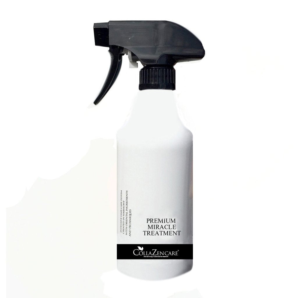 Bouteille CollaZen Care Traitement Miracle 500 ml pour cheveux soyeux et renforcés.