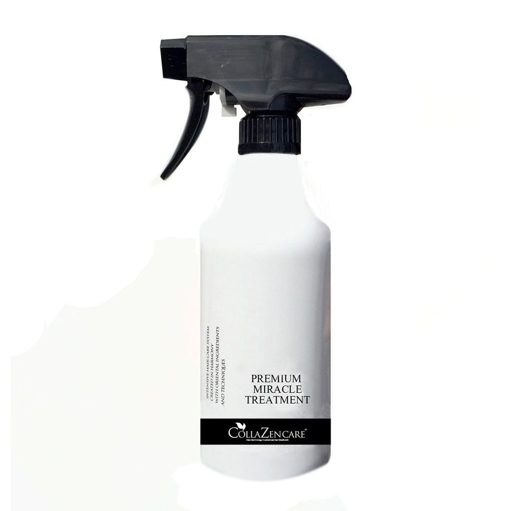 Bouteille CollaZen Care Traitement Miracle 500 ml pour cheveux soyeux et renforcés.