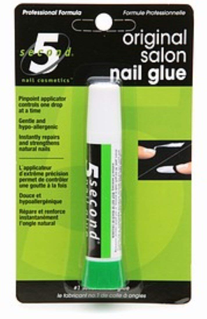 Colle à ongles 5 Second Salon, bouteille compacte pour réparation rapide des ongles naturels.