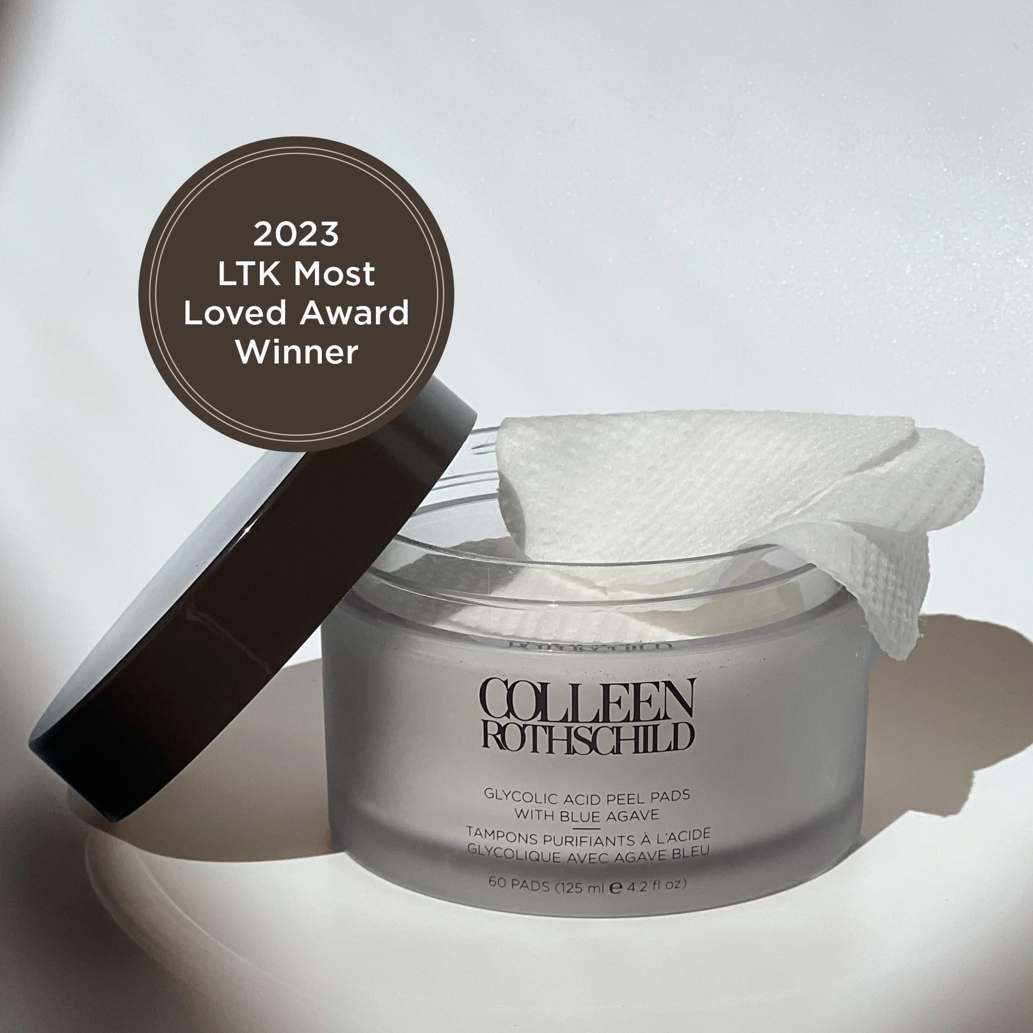 COLLEEN ROTHSCHILD Glycolic Peel Pads: ingrédients clés glycolique et lactique.