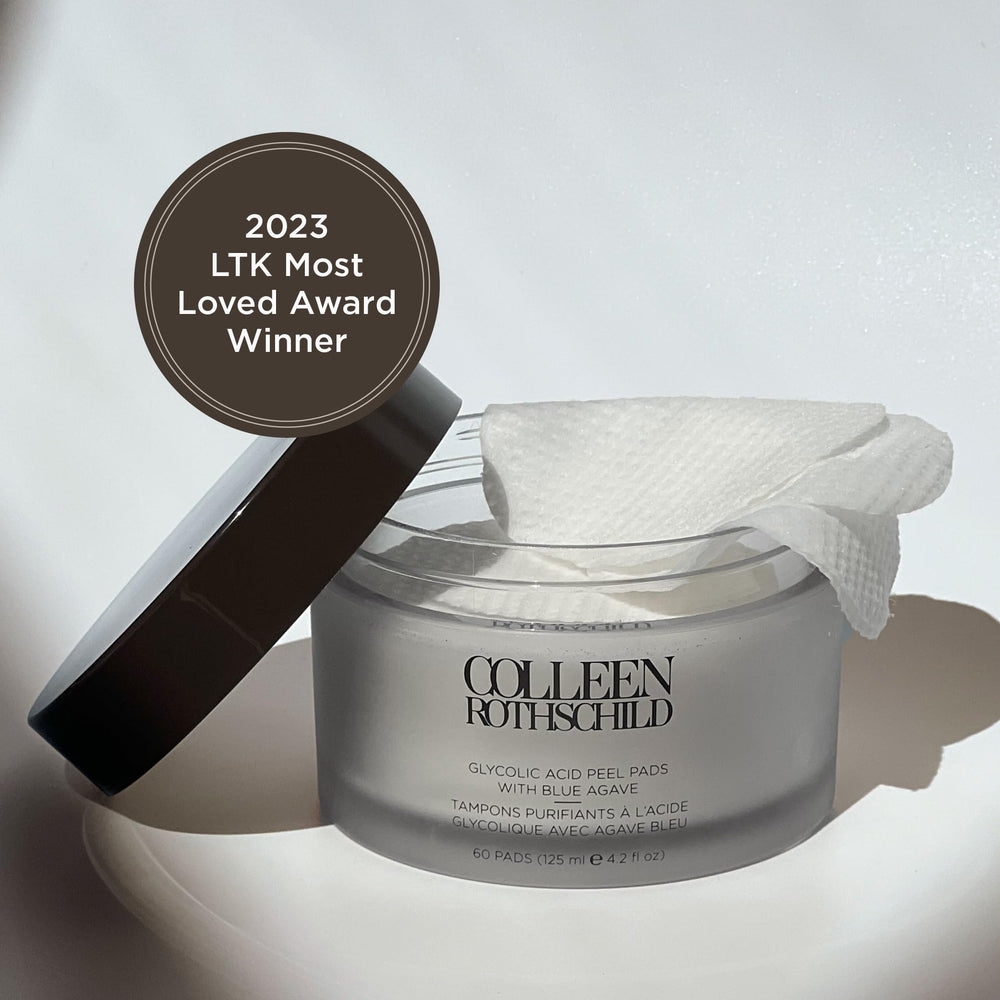 COLLEEN ROTHSCHILD Glycolic Peel Pads: ingrédients clés glycolique et lactique.