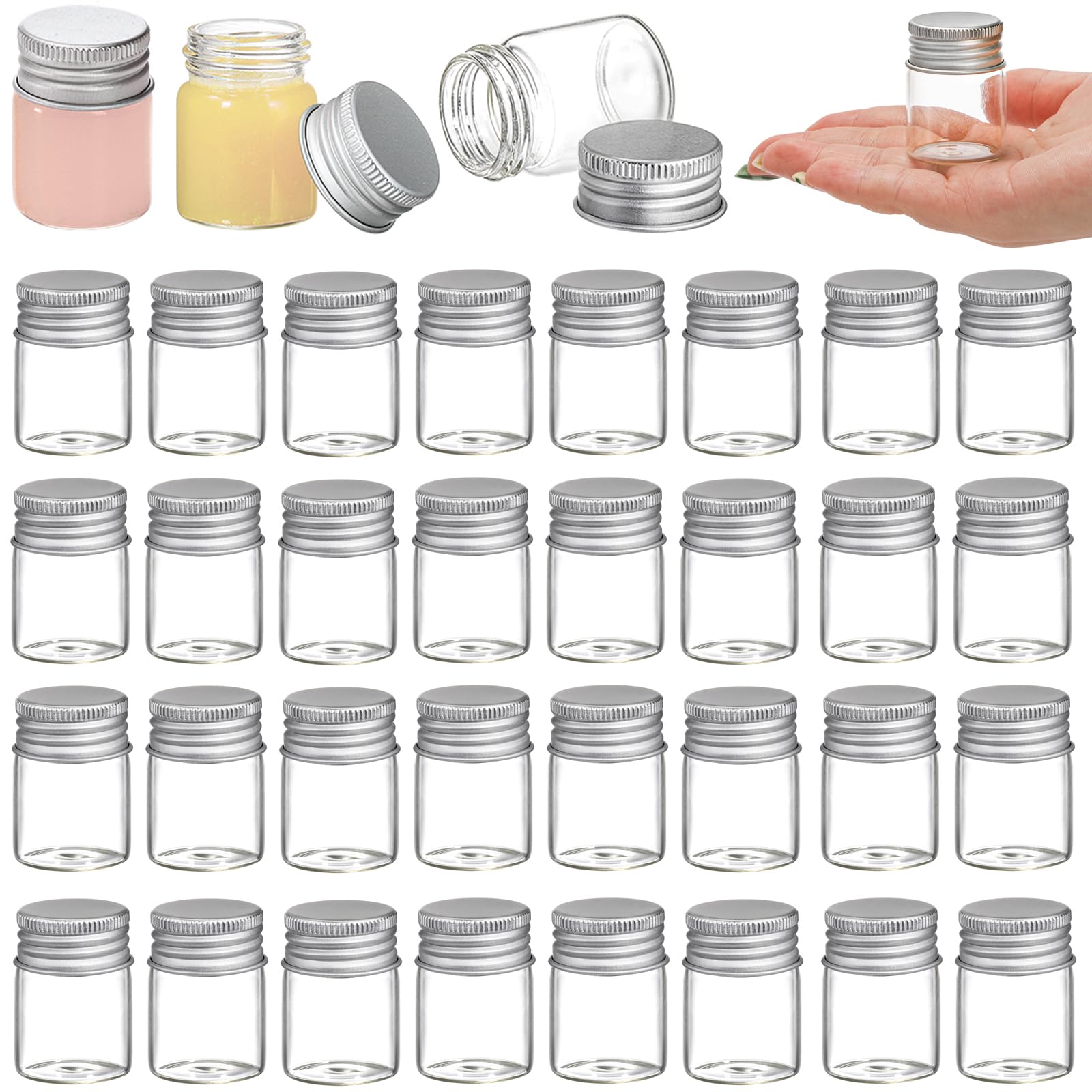 Coloch pot en verre 15 ml avec bouchon alu vis, fermeture sûre pour cosmétiques