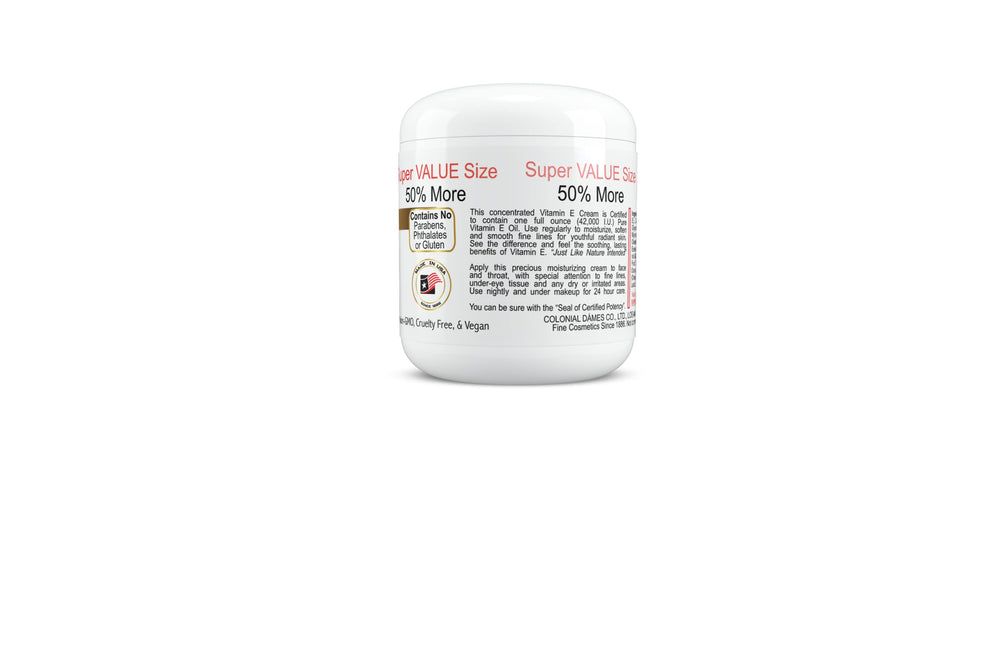 Colonial Dames Crème Vitamine E 42 000 UI — texture riche prête pour un usage nocturne.