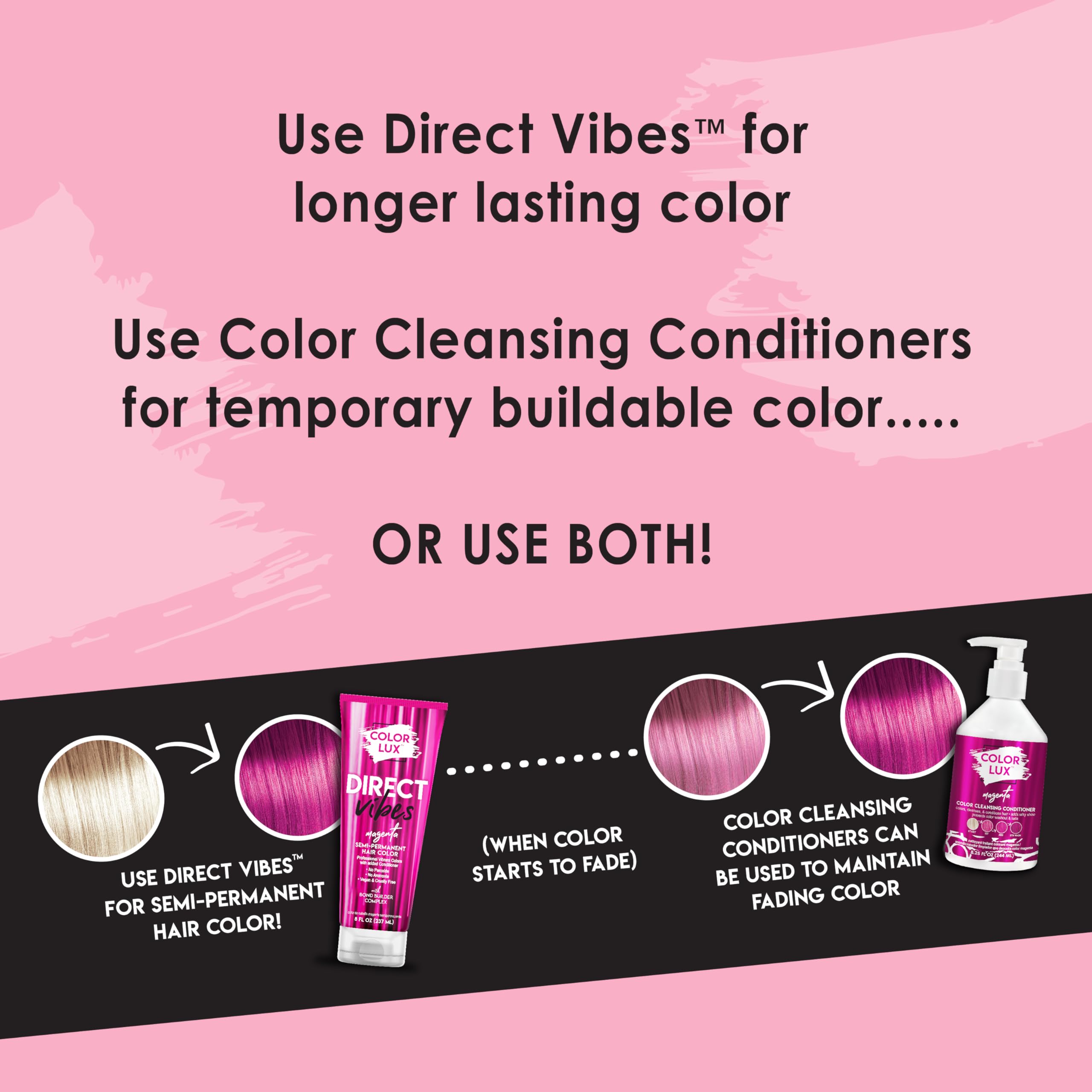Color Lux Direct Vibes Magenta – bouchon et applicateur faciles à manipuler.