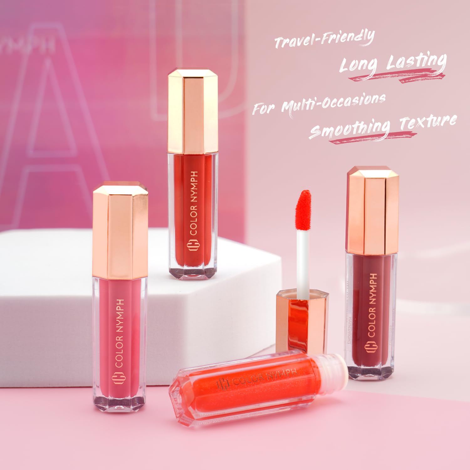 Color Nymph gloss corail brillant : couleur vibrante et fini lustré durable.